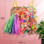 KATUMO Conure Toys, Bird Grass Mat Parakeet Shredder Hanging Toy Cockatiel Foraging Entertainments Parrot Climbing Wall Chewy Lovebird Cage Playthings for Small to Medium Birds - Image 3