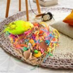 KATUMO Conure Toys, Bird Grass Mat Parakeet Shredder Hanging Toy Cockatiel Foraging Entertainments Parrot Climbing Wall Chewy Lovebird Cage Playthings for Small to Medium Birds - Image 7