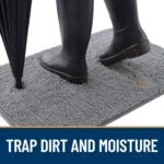 OLANLY Dog Door Mat for Muddy Paws 30x20, Absorbs Moisture and Dirt, Absorbent Non-Slip Washable Doormat, Quick Dry Chenille Mud Mat for Dogs, Entry Indoor Entryway Carpet for Inside Floor, Grey - Image 3