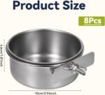 8 Pcs Stainless Steel Bird Food Bowls with Clamp Holder, Parrot Feeding Dish Cups, Bird Cage Coop Water Food Feeders, Hanging Pet Bowl for Cockatiel Conure Budgie Parakeet Macaw Small Animal - Image 3