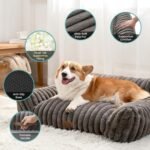 Cute Cat Couch, Fluffy Sofa Bed for Cats and Small Dogs, Premium Faux Rabbit Fur Cats beds for Indoor Cat, Ultra-Soft Supportive Pet Couch Furniture (Grey, M: 31.5''x23.5'') - Image 5