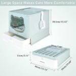 Hooded Fully Enclosed Cat Litter Box with Drawer, Extra Large Odor Control Indoor Litter Tray, Privacy Covered Toilet with Scoop for Cats Under 17.6Ib(8kg) - Image 5
