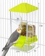 BNOSDM No Mess Automatic Bird Feeder 2 Pcs Anti-Splash Bird Feeder Acrylic Transparent Food Container Parrot Cage Accessories for Parakeets Budgies Lovebirds Cockatoos Conures Finches (Green) - Image 3