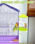 BNOSDM No Mess Automatic Bird Feeder 2 Pcs Anti-Splash Bird Feeder Acrylic Transparent Food Container Parrot Cage Accessories for Parakeets Budgies Lovebirds Cockatoos Conures Finches (Green) - Image 4