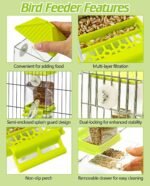 BNOSDM No Mess Automatic Bird Feeder 2 Pcs Anti-Splash Bird Feeder Acrylic Transparent Food Container Parrot Cage Accessories for Parakeets Budgies Lovebirds Cockatoos Conures Finches (Green) - Image 5
