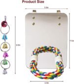 7" Bird Mirror with Rope Perch Bird Toys Swing, Comfy Perch for Greys Amazons Parakeet Cockatiel Conure Lovebirds Finch Canaries - Image 3