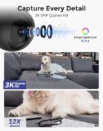 Hugolog 3K 5MP Indoor Pan/Tilt Security Camera with Auto-Focus,Ideal for Baby Monitor/Pet Camera/Home Security,Starlight Color Night Vision,Human/Pet AI,Two-Way Audio,US Cloud,Compatible with Alexa - Image 5