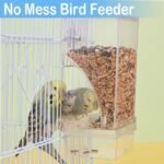 Bird Parrot Feeders, No Mess Automatic Cage Feeder Dispenser Food Container, Auto Bird Seed Bowl for Small Medium Birds, Cockatiel Canary Cockatoos Parakeet Conure Lovebird, Acrylic Clear (Feeder) - Image 3