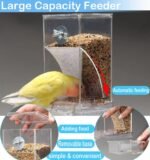 Bird Parrot Feeders, No Mess Automatic Cage Feeder Dispenser Food Container, Auto Bird Seed Bowl for Small Medium Birds, Cockatiel Canary Cockatoos Parakeet Conure Lovebird, Acrylic Clear (Feeder) - Image 4