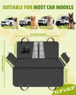 Dog Car Seat Cover, 600D Heavy Dute Durable Car Seat Cover for Dogs Pets, 100% Waterproof Scratch Proof Nonslip Dog Hammock for Cars, Seat Covers Protector with Seatbelt for Pet Sedan SUV Trucks - Image 3