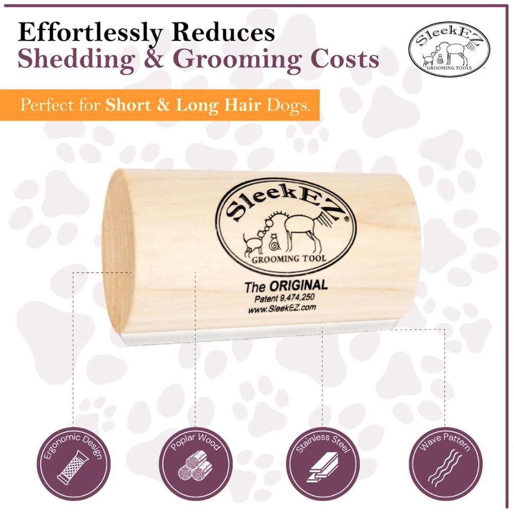 SleekEZ Dog Brush for Shedding & Dog Grooming Supplies | Pet Hair Removal Tool | Great For All Fur Types | For Short, Medium, & Long Hair Pets | Reduces Shedding by 95% | Made in USA | 5 inch - Image 3
