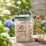 Bird Food Container,Pet Food Storage Bin with Side Pouring Spout and Handle,5lb Bird Seed Storage Container,Airtight BPA Free Portable BirdSeed Storages for Outside Feeders Container Holder - Image 4