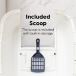 IRIS USA Cat Litter Box, Large Enclosure with Front Door Flap and Scoop, Covered Box with Handle and Buckles for Portability and Privacy, Navy/White - Image 4