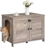 HOOBRO Litter Box Enclosure, Cat Litter Box Furniture with Removable Divider, Large Hidden Litter Box Furniture, Wooden Cat House, End Side Table, 31" L x 17.5" W x 19.7" H, Greige BG03MW01G2 - Image 7
