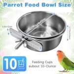 Tfwadmx Bird Feeding Dish Cups Parrot Food Bowl Clamp Holder Coop Cup, 2PCS Bird Cage Water Bowl for Parakeet African Greys Conure Cockatiels Lovebird Budgie Chinchilla - Image 3