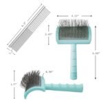 Large Slicker Brush & Green-comb Value Kit, Extra Long Pin Dog Grooming Brush for Curly Hair Goldendoodles, Removes Long and Loose Hair & Undercoat - Image 3