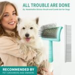 Large Slicker Brush & Green-comb Value Kit, Extra Long Pin Dog Grooming Brush for Curly Hair Goldendoodles, Removes Long and Loose Hair & Undercoat - Image 4