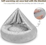 JOEJOY Dog Beds for Small Medium Dogs, Cozy Cuddler Luxury Puppy Pet Bed with Blanket Attached, Donut Round Calming Anti-Anxiety Dog Burrow Cave Bed - Anti-Slip Bottom and Machine Washable 26 inch - Image 6