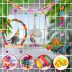 Bird Toys for Parakeets, Parrots, Conures, Cockatiels, Love Birds, Finches, Mynah, Budgerigar - 9Pcs Wooden Ladder Bridge, Swing, Hammock, Cage Accessories - Image 3
