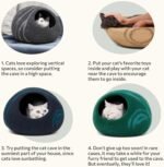 MEOWFIA Cat Cave – Premium Felt Cat Bed for Indoor Cats, Handmade Merino Wool (Aquamarine, Medium) - Image 6