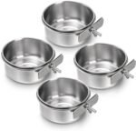 Okllen 4 Pack Bird Feeding Dish Cups, Detachable Stainless Steel Bird Food Bowls with Clamp for Chinchilla Parrot Cockatiel Conure Budgies Parakeet Small Animal - Image 4