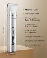 oneisall 4 in 1 Dog Grooming Kit with LCD Display, Dog Hair Trimmer for Paw Nail Grinder, Rechargeable Cordless Low Noise IPX7 Waterproof Pet Clippers - Image 4