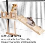 Bird Perches Platform Swing with Climbing Ladder, Parakeet Cage Accessories Wooden Playing Gyms Exercise Sturdy for Small Birds - Image 6