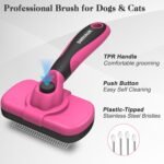 Swihauk Self Cleaning Slicker Brush for Dogs & Cats - Skin Friendly Grooming, Deshedding, Hair Removal for Puppies & Long/Short Haired Pets, Pet Supplies Accessory, Pink - Image 3