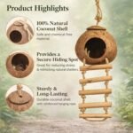 Crested Gecko Tank Accessories，Reptile Vines Plants with Coconut Shell Ladder Hideout Hermit Crab Decor for Bearded Dragon Lizard Chameleon Tortoise Snake - Image 3