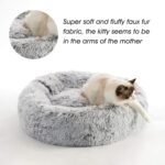 WESTERN HOME WH Calming Soft Round Dog & Cat Bed, Anti-Anxiety Donut Cuddler Warming Cozy Fluffy Faux Fur Plush Cushion Bed for Small Medium Dogs and Cats (20"/24"/27"/30"), Light Grey - Image 3