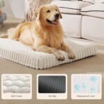 Orthopedic Dog Bed for Large Dog, Waterproof Pet Bed,Non-Slip Bottom and Egg-Crate Foam with Removable Washable Cover Crate Bed,Cream,36"x27"x3" - Image 5