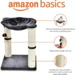 Amazon Basics Sturdy Cat Condo Tower with Hammock Bed and Scratching Posts, Interactive Hanging Ball Toy for Indoor Cats, 15.8" x 15.8" x 19.7", Gray - Image 3