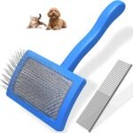 2PCS Slicker Brush for Dogs & Pet Comb,Professional Dog Grooming Brush (Cats,Goldendoodles,Poodles,Labradoodles) with Extra Long Pins to Effectively Remove Tangles, Knots and Mats (Blue, Medium) - Image 2