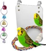 7" Bird Mirror with Rope Perch Bird Toys Swing, Comfy Perch for Greys Amazons Parakeet Cockatiel Conure Lovebirds Finch Canaries - Image 2