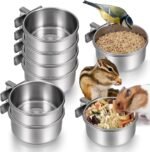 8 Pcs Stainless Steel Bird Food Bowls with Clamp Holder, Parrot Feeding Dish Cups, Bird Cage Coop Water Food Feeders, Hanging Pet Bowl for Cockatiel Conure Budgie Parakeet Macaw Small Animal - Image 2