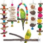 Bird Perch Bird Toys Parakeet Toys,Bird Cage Accessories Wooden Chew Toys Perch Stand for Parrot Conure Cockatiel Lovebird Parrotlet Budgie Finches and Other Small to Medium Sized Birds - Image 2