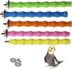 Bird Perch Stand Toy Wood Parrot Perch Stand Platform Paw Grinding Rough-surfaced Chew Toys Cage Accessories Exercise Toys Random Color, Suitable for Budgies Parakeet Cockatiel Conure Hamster (5 PCS) - Image 2