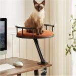 Cat Desk Bed - Desktop Attachment Cat Perch for Home Office, Spinnable Indoor Mounted Desk Bed, Elevated Nest for Work, Kitten Furniture Accessories(Black) - Image 2