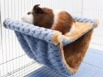Fleece Winter Warm Rat Hammock, Double Layer Hanging Birds Nest Bed with Warm Fleece, Bird Cage Stand Perch, Hideaway Cave Tent, Sleep Bed Cage Accessories for Rat, Guinea Pig, Chinchilla (Blue) - Image 2