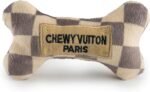 Haute Diggity Dog Checker Chewy Vuiton Bone, Plush Designer Dog Toys with Interactive Squeaker, Stimulating Pet Enrichment, Machine-Washable & Safe Materials for All Breeds, Size Small - Image 2
