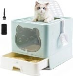 Hooded Fully Enclosed Cat Litter Box with Drawer, Extra Large Odor Control Indoor Litter Tray, Privacy Covered Toilet with Scoop for Cats Under 17.6Ib(8kg) - Image 2