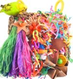 KATUMO Conure Toys, Bird Grass Mat Parakeet Shredder Hanging Toy Cockatiel Foraging Entertainments Parrot Climbing Wall Chewy Lovebird Cage Playthings for Small to Medium Birds - Image 2