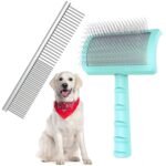 Large Slicker Brush & Green-comb Value Kit, Extra Long Pin Dog Grooming Brush for Curly Hair Goldendoodles, Removes Long and Loose Hair & Undercoat - Image 2