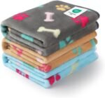 Luciphia 1 Pack 3 Blankets Fluffy Premium Fleece Pet Blanket Flannel Paw Printed Throw for Dog Cat(Small 23x16'', Grey/Brown/Blue) - Image 2