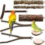 Okllen Set of 8 Natural Wood Bird Perches, Bird Parrot Stand Platform, Parakeet Toys Stand Branches Bird Cage Accessories for Small Birds Conure, Chinchilla, Parakeet, Budgie, Cockatiel - Image 2