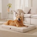 Orthopedic Dog Bed for Large Dog, Waterproof Pet Bed,Non-Slip Bottom and Egg-Crate Foam with Removable Washable Cover Crate Bed,Cream,36"x27"x3" - Image 2