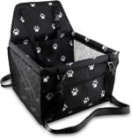 Petbobi Pet Reinforce Car Booster Seat for Dog Cat Portable and Breathable Bag with Seat Belt Dog Carrier Safety Stable for Travel Look Out,with Clip on Leash with PVC Tube (Foot) - Image 2