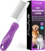Poodle Pet Detangling Pet Comb with Long & Short Stainless Steel Teeth for Removing Matted Fur, Knots & Tangles – Detangler Tool Accessories for Safe & Gentle DIY Dog & Cat Grooming - Image 2