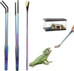 Reptile Feeding Tongs 10.6" Stainless Steel – Rubber Tip Feeding Tweezers Set with Straight & Curved Tongs and Feeding Spoon for Gecko, Bearded Dragon, Snake, Frog, Lizard & Insect Feeding - Image 2
