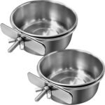 Tfwadmx Bird Feeding Dish Cups Parrot Food Bowl Clamp Holder Coop Cup, 2PCS Bird Cage Water Bowl for Parakeet African Greys Conure Cockatiels Lovebird Budgie Chinchilla - Image 2